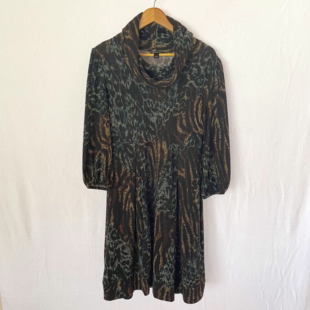 ALYX Women's Size Large Animal Print Cowel Neck Long Sleeve Knit Dress